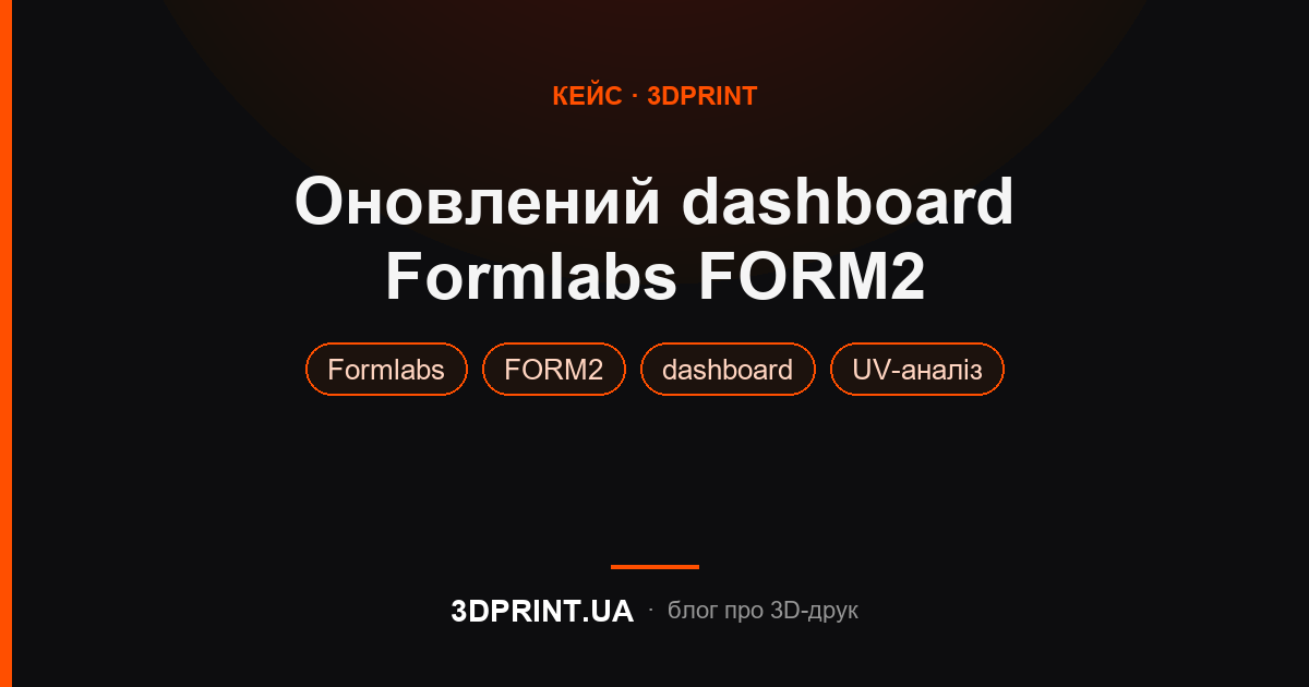 Оновлення особистого кабінету (dashboard) Formlabs FORM2