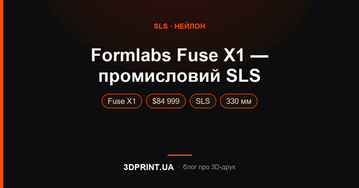 Formlabs представила Fuse X1 — промисловий SLS-принтер за $84 999 (анонс 09.06.2026)