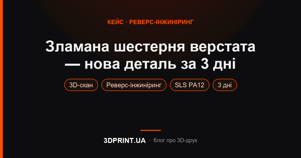Кейс: зламана шестерня верстата — нова деталь за 3 дні через 3D-скан і друк