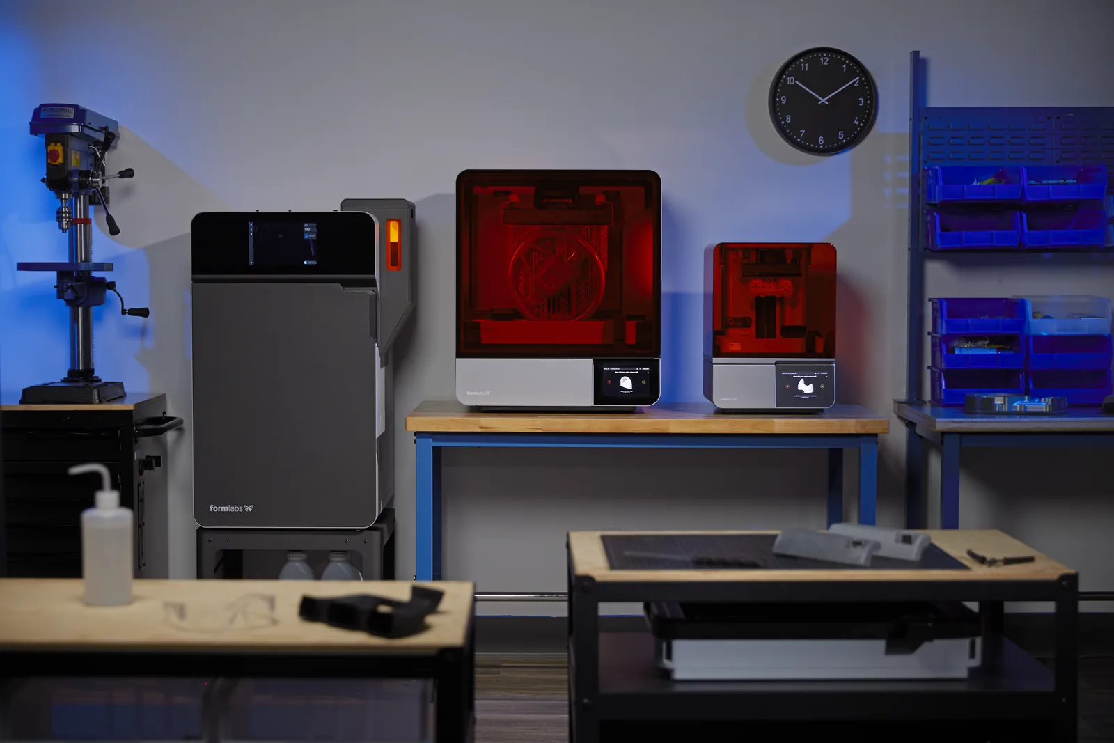 Formlabs Form 4L and Fuse 1+ 30W in a workshop